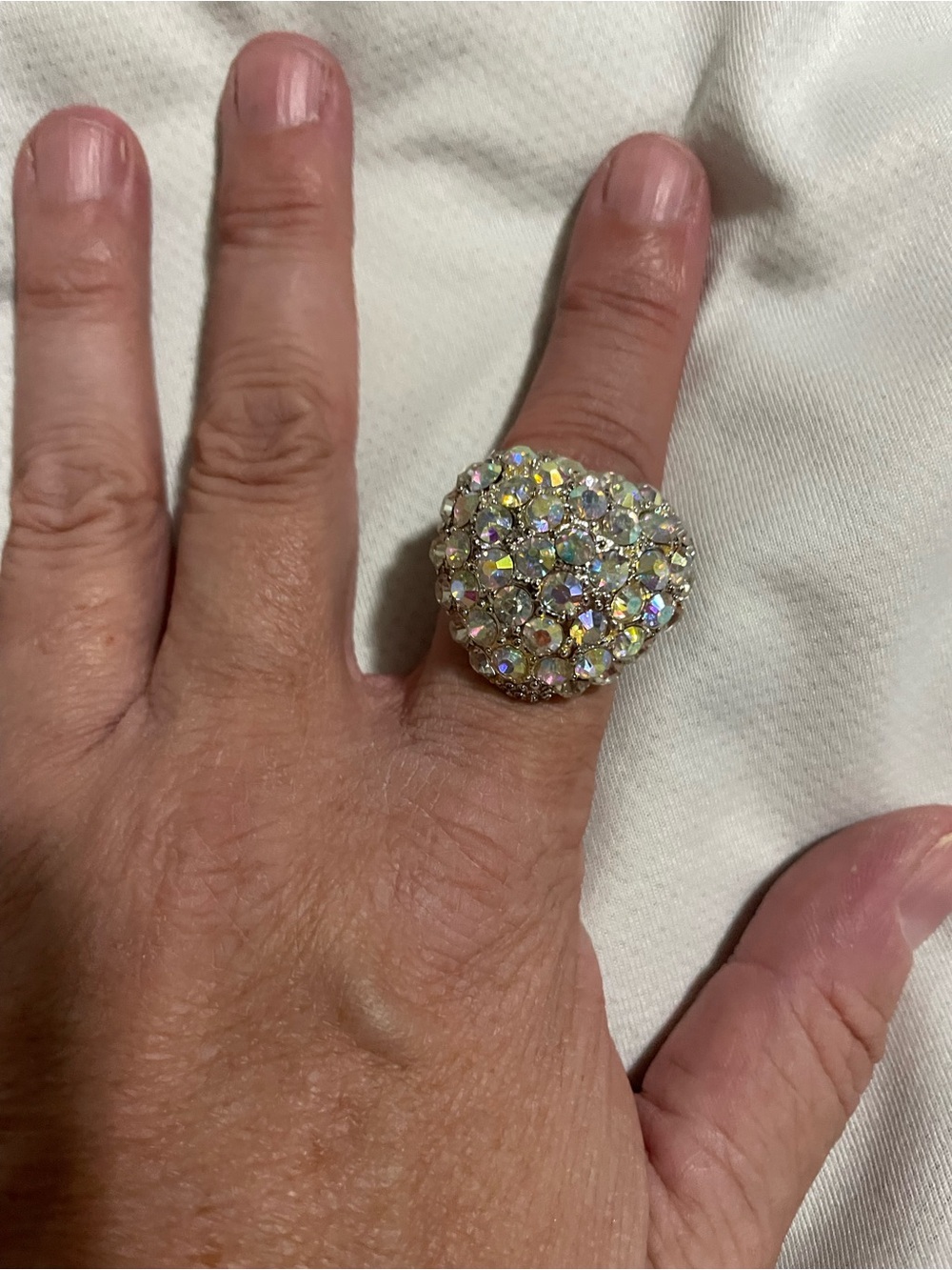 Aurora Crystal Cluster Cocktail Ring - Gold Tone adjustable size